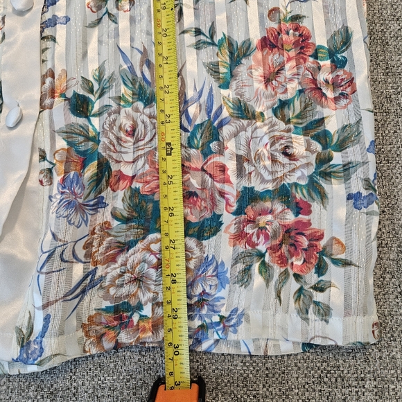 Vintage Victorias Secret Sheer Floral Strip Sleep Shirt Sz Medium Button Down - Picture 7 of 11